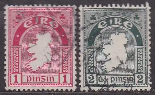 Irland, Mi-Nr. 41 + 43 gest.,Landkarte