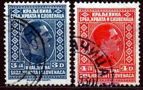 Jugoslawien, Mi-Nr. 192 + 193 gest., König Alexander