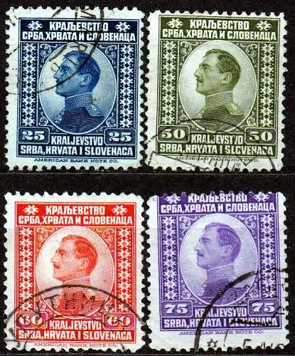 Jugoslawien, Mi-Nr. 150, 151, 152 + 153 gest., Kronprinz Alexander