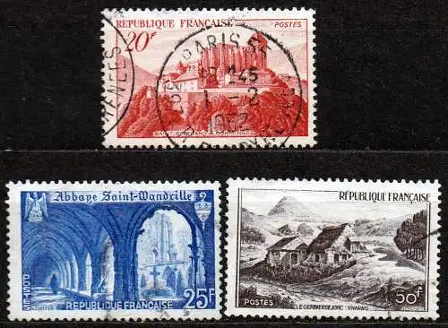 Frankreich, Mi-Nr. 857, 858 + 860 gest., Landschaften