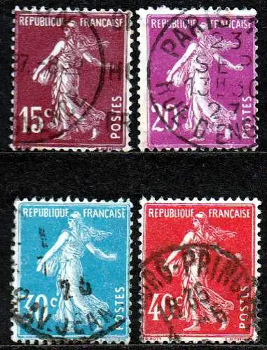 Frankreich, Mi-Nr. 184, 185, 187 + 189 gest., Säerin