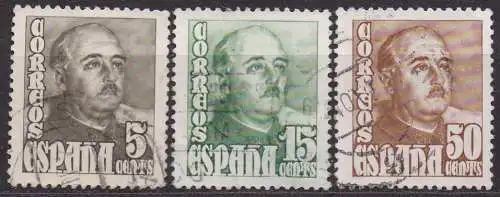 Spanien, Mi-Nr. 950, 951 + 952 gest., General Franco