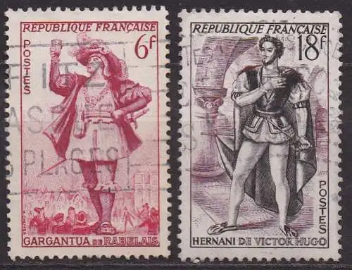 Frankreich, Mi-Nr. 961 + 964 gest., Gestalten aus französischen Roman- u. Bühnenwerken