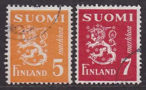 Finnland, Mi-Nr. 305 + 309 gest., Wappenlöwe