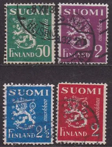 Finnland, Mi-Nr. 176, 179, 180 + 197 gest., Wappenlöwe