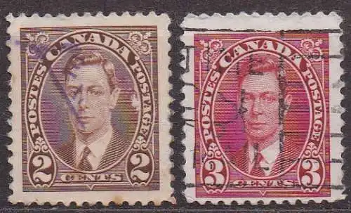 Kanada, Mi-Nr. 198 A + 199 A gest., König Georg VI.