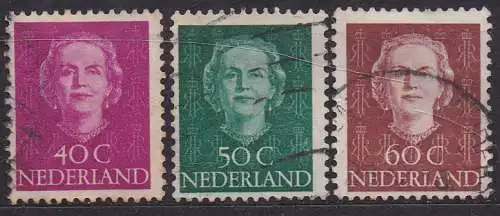 Niederlande, Mi-Nr. 535, 538 + 539 gest., Königin Juliana
