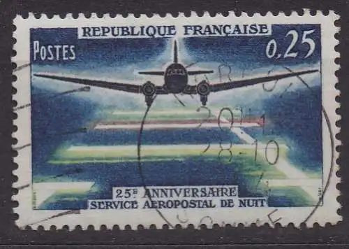 Frankreich, Mi-Nr. 1471 gest., 25 Jahre Nachtflugpost