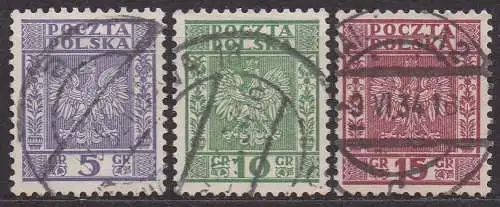 Polen, Mi-Nr. 272, 273 + 274 gest., Staatswappen