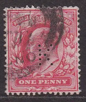 Großbritannien, Mi-Nr. 104 A gest., König Edward VII. (mit Firmenlochung)