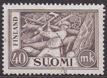 Finnland, Mi-Nr. 406 gest., Holzfäller