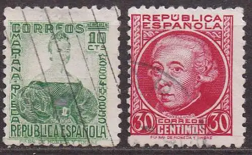 Spanien, Mi-Nr. 636, 639 + 640 gest., Persönlichkeiten