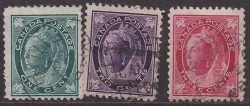 Kanada, Mi-Nr. 55, 56 + 57 gest., Königin Victoria