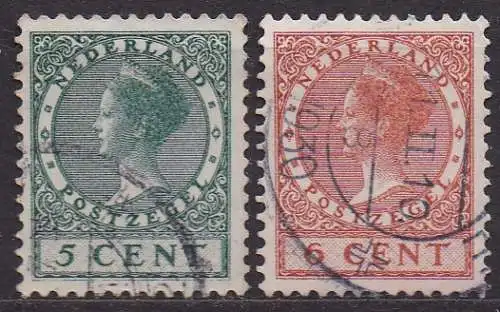 Niederlande, Mi-Nr. 178 A + 179 A gest., Königin Wilhelmina