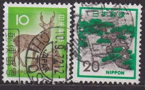 Japan, Mi-Nr. 1135 + 1136 gest., DS Pflanzen, Tiere, nationales Kulturerbe