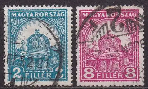 Ungarn, Mi-Nr. 442 B + 446 B gest., Stephanskrone