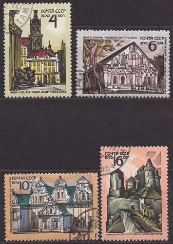 Sowjetunion, Mi-Nr. 4027 - 4030 gest., kompl., Architektonische Denkmäler der Ukraine