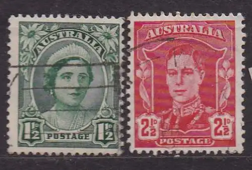 Australien, Mi-Nr. 164 + 166 gest., Königin Elisabeth + König Georg VI.
