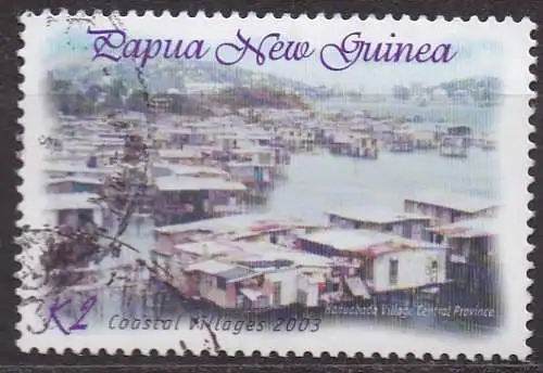 Papua Neuguinea, Mi-Nr. 1005 gest., Pfahlbauten
