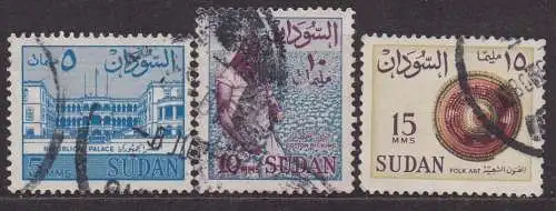 Sudan, Mi-Nr. 179, 180 + 181 gest., Landesmotive