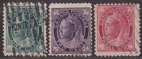Kanada, Mi-Nr. 55, 56 + 57 gest., Königin Victoria