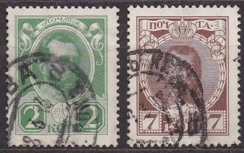 Russland, Mi-Nr. 80 + 83 gest., 300 Jahre Herrscherhaus Romanow