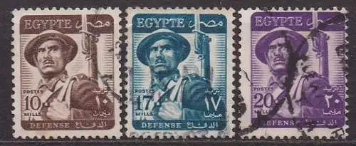 Ägypten - Königreich, Mi-Nr. 400, 402 + 403 gest., Soldat