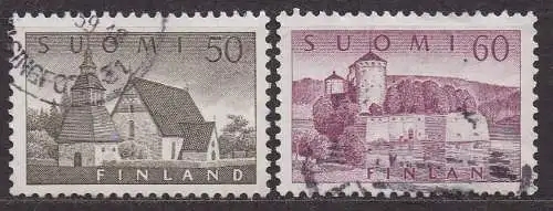 Finnland, Mi-Nr. 474 - 475 gest., kompl., Kirche von Lammi + Burg Olavinlinna