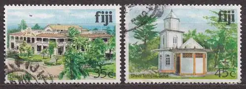 Fidschi - Inseln, Mi-Nr. 410 I + 411 I gest., Gebäude