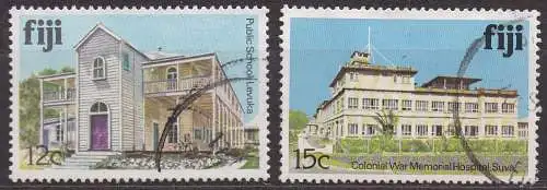 Fidschi - Inseln, Mi-Nr. 405 I + 406 I gest., Gebäude