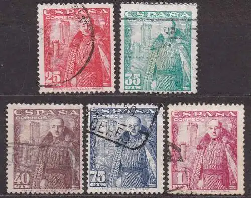 Spanien, Mi-Nr. 960, 961, 962, 966 + 967 gest., General Franco