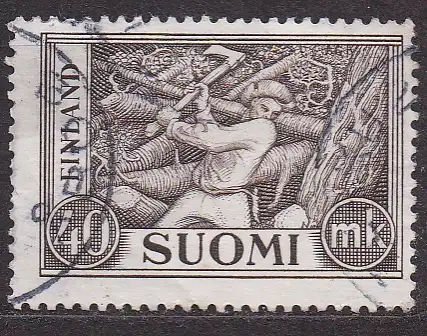Finnland, Mi-Nr. 406 gest., Holzfäller
