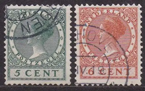 Niederlande, Mi-Nr. 178 A + 179 A gest., Königin Wilhelmina