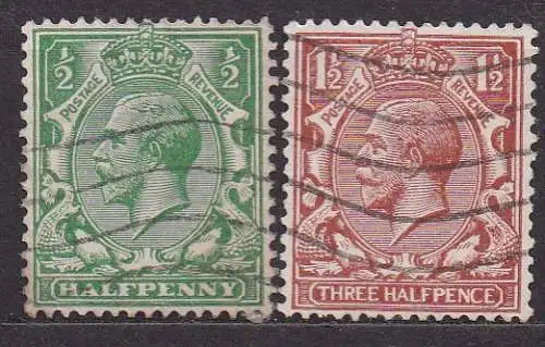 Großbritannien, Mi-Nr. 154 X + 156 X gest., König Georg V.