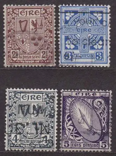 Irland, Mi-Nr. 75, 76 I, 77 + 78 I gest., Nationale Symbole