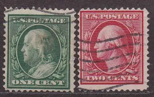 USA, Mi-Nr. 162 + 163 gest., Benjamin Franklin + George Washington