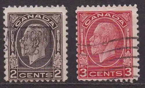 Kanada, Mi-Nr. 163 A + 164 A gest., König Georg V.