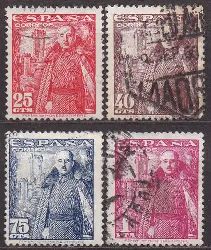 Spanien, Mi-Nr. 960, 961, 962, 966 + 967 gest., General Franco