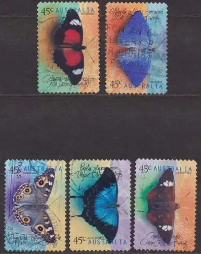 Australien, Mi-Nr. 1764 - 1768 gest., kompl., Schmetterlinge