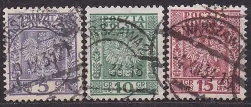 Polen, Mi-Nr. 272, 273 + 274 gest., Staatswappen