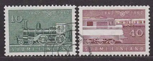Finnland, Mi-Nr. 543 + 545 gest., 100 Jahre Finnische Staatseisenbahnen