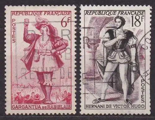Frankreich, Mi-Nr. 961 + 964 gest., Gestalten aus französischen Roman- u. Bühnenwerken