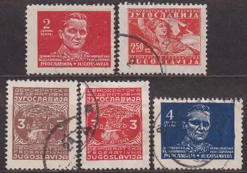 Jugoslawien, Mi-Nr. 473, 474, 475, 476 + 477 gest., Freimarken