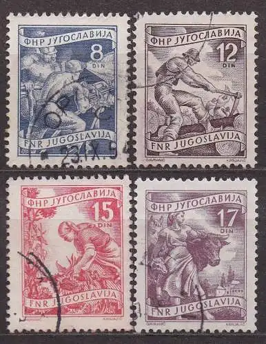Jugoslawien, Mi-Nr. 720, 722, 723 + 760 gest., Einheimische Wirtschaft