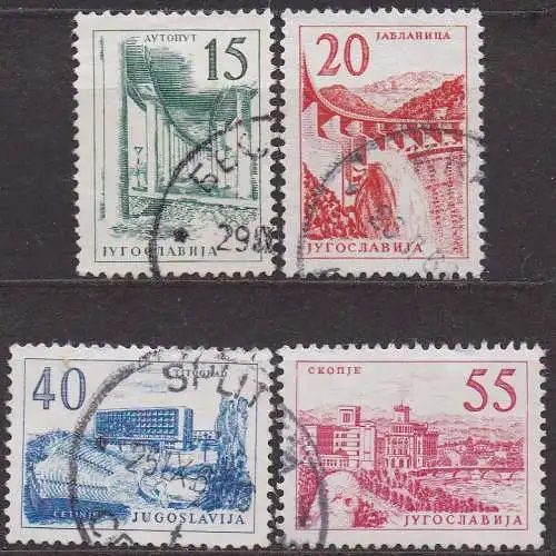 Jugoslawien, Mi-Nr. 893, 894, 895 + 896 gest., Technik + Architektur