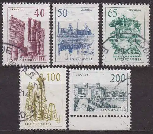 Jugoslawien, Mi-Nr. 980, 981, 982, 983 + 985 gest., Technik + Architektur