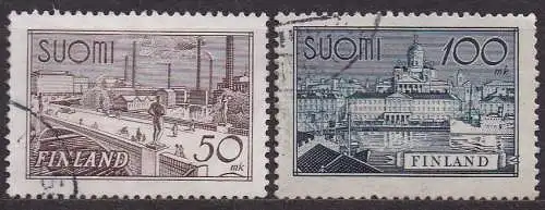 Finnland, Mi-Nr. 259 + 260 gest., Tampere + Helsinki
