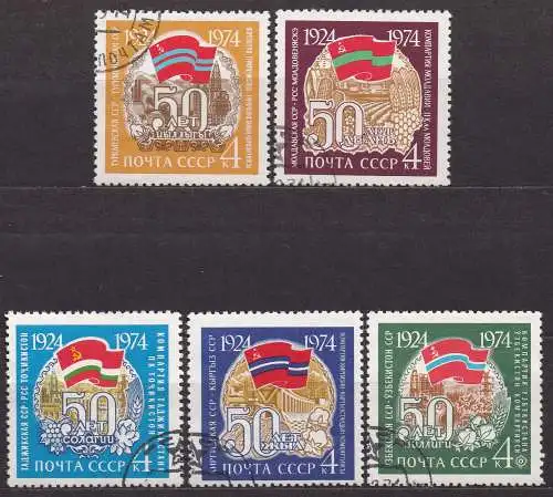 Sowjetunion, Mi-Nr. 4277 - 4281 gest., kompl., 50 Jahre Unionsrepubliken