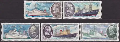 Sowjetunion, Mi-Nr. 5013, 5014, 5015, 5016 + 5017 **, Forschungsschiffe