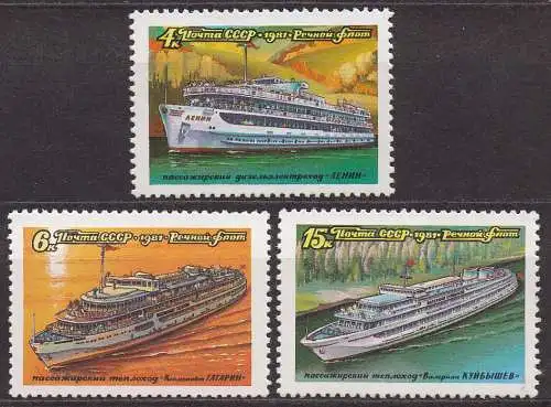 Sowjetunion, Mi-Nr. 5088, 5089 + 5090 **, Passagierschiffe